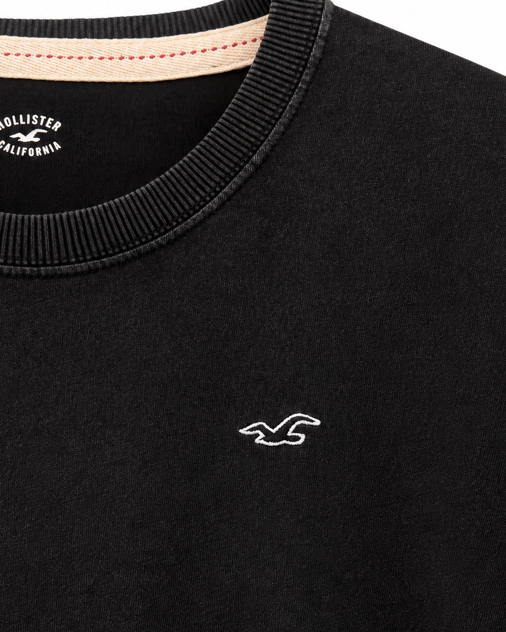 Polo Hollister Negro Acid Wash